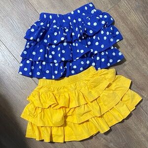 Hanna Andersson Blue Polka Dot and Yellow Skirts with shorts size 110